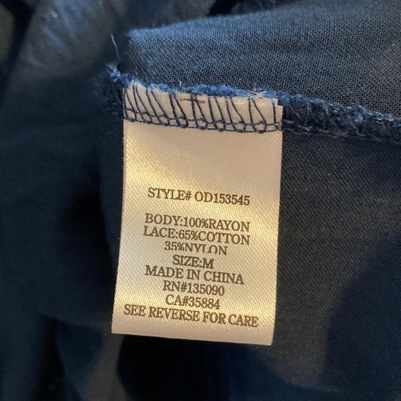 EUC Others Follow Dress Navy Lace Sleeve Mini Flowy Ruffle Hem Junior Medium - Picture 4 of 6